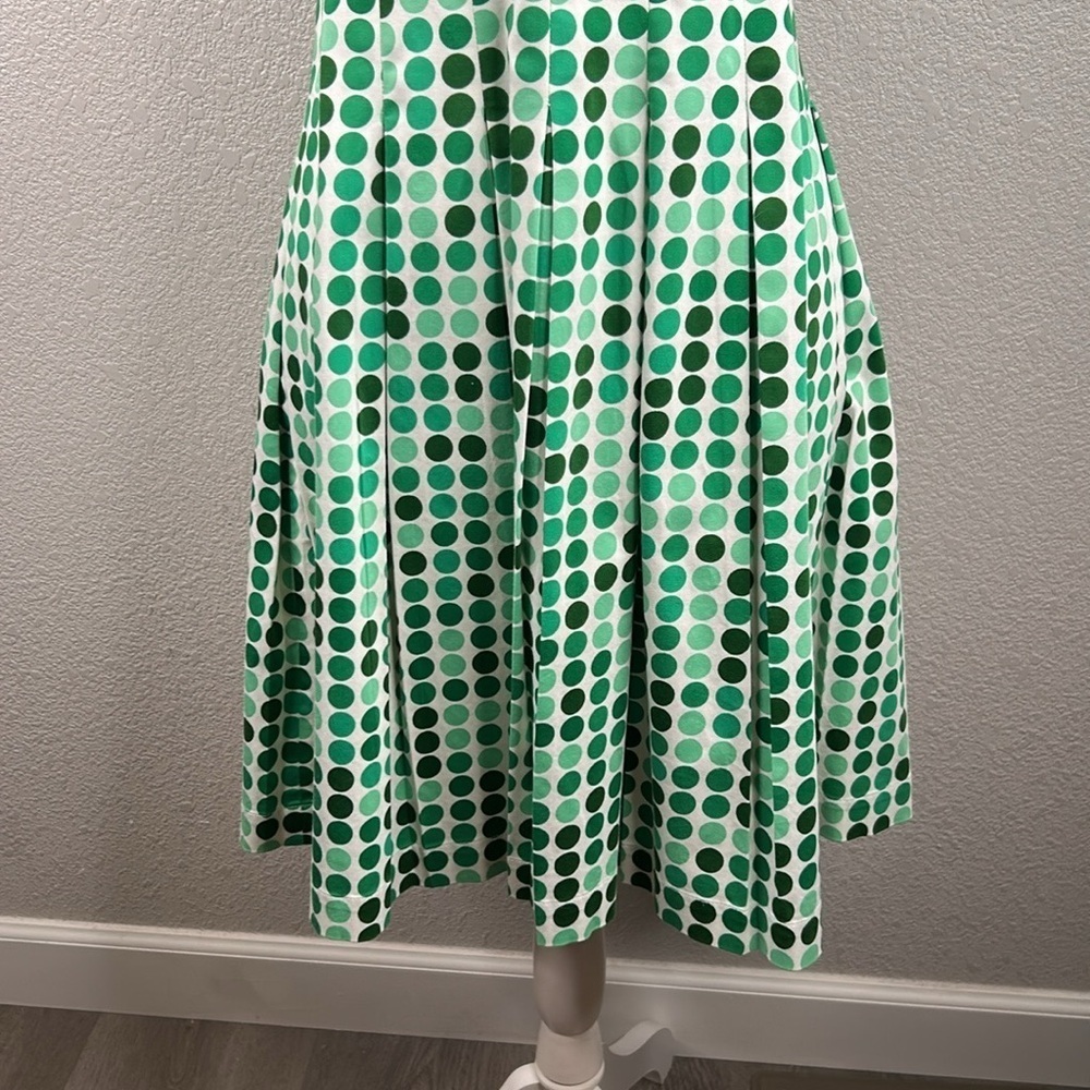 Calvin Klein Green Large Polka Dot Classic Fit & Flare Summer Dress Size 4 - Picture 3 of 7
